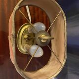 Bouillotte lamp in bronze double lights with fabric lampshade small model