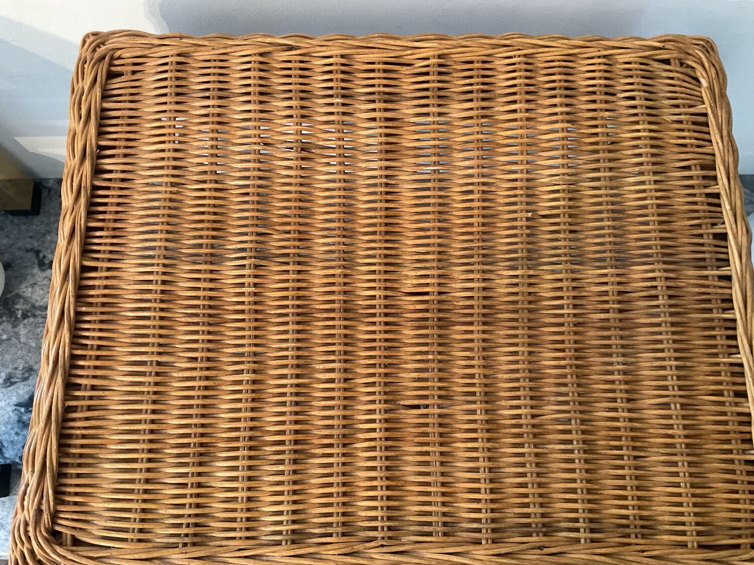 Ottoman vintage in rattan and woven wicker