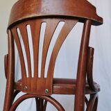 Chaise de salle à manger vintage en bois courbé : dossier éventail style Thonet, pub irlandais des années 1970