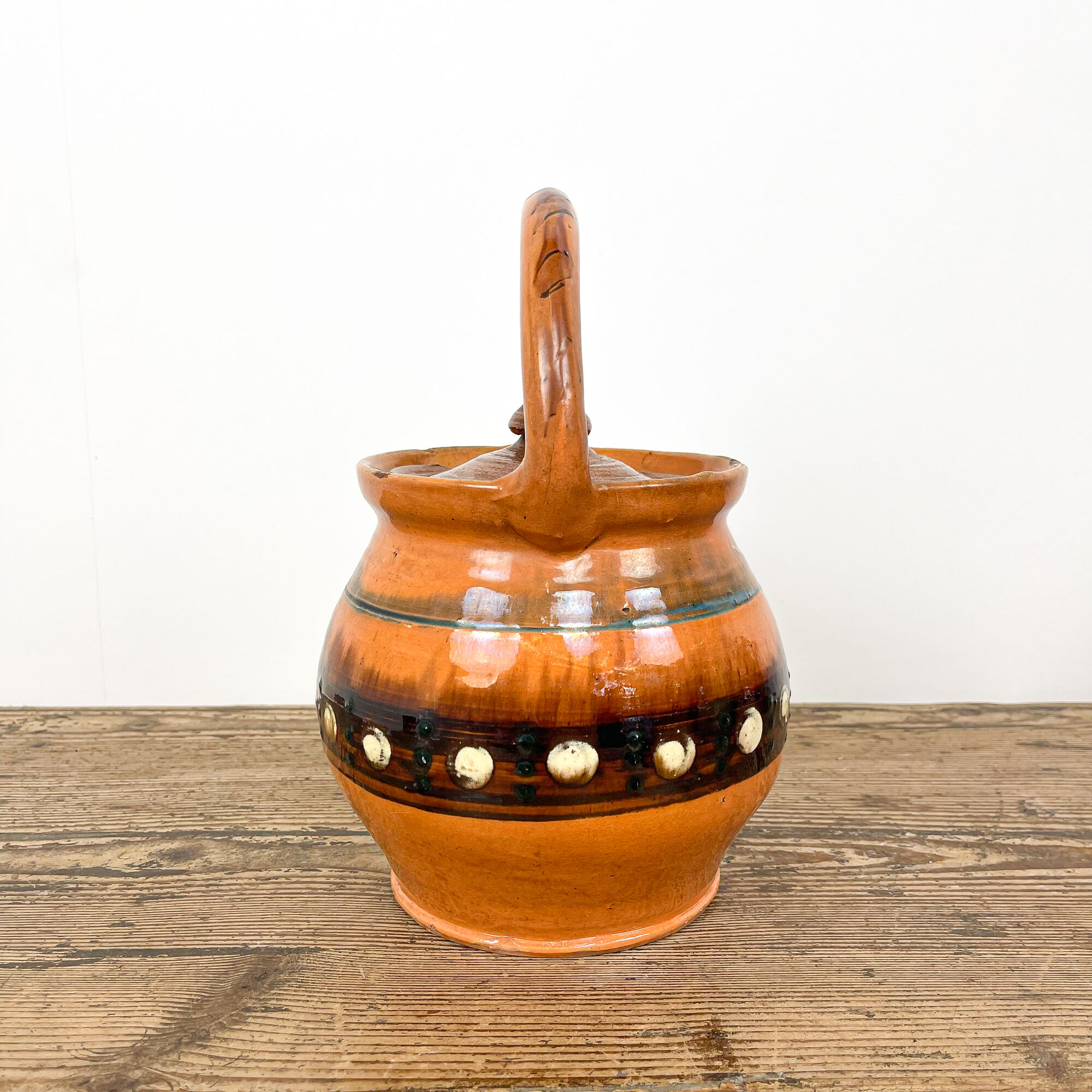 Glazed terracotta cooking pot 19th century orange