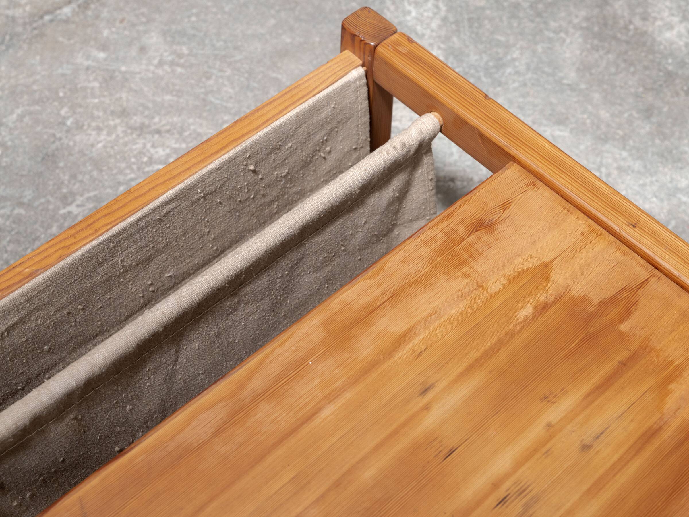 Habitat pine coffee table with integrated jute fabric book storage.