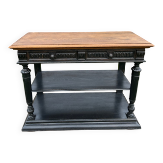 Bistro console black 1900 oak top