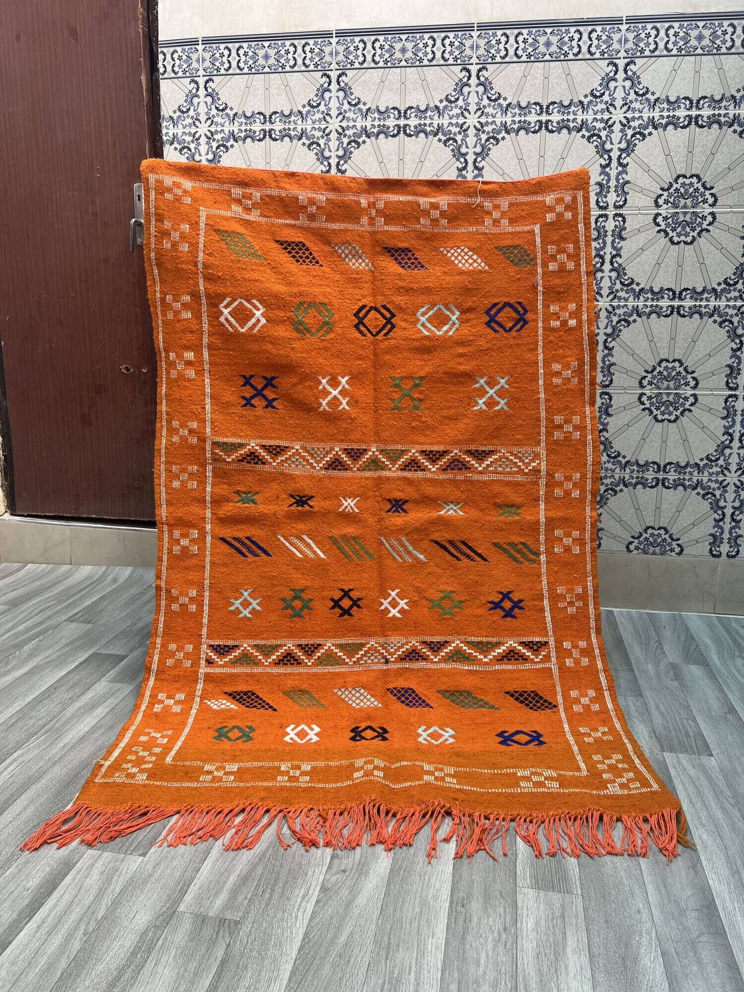 Moroccan Hanbal rug, handwoven kilim, Moroccan Berber tribal rug, Boho rug, Berbè rug