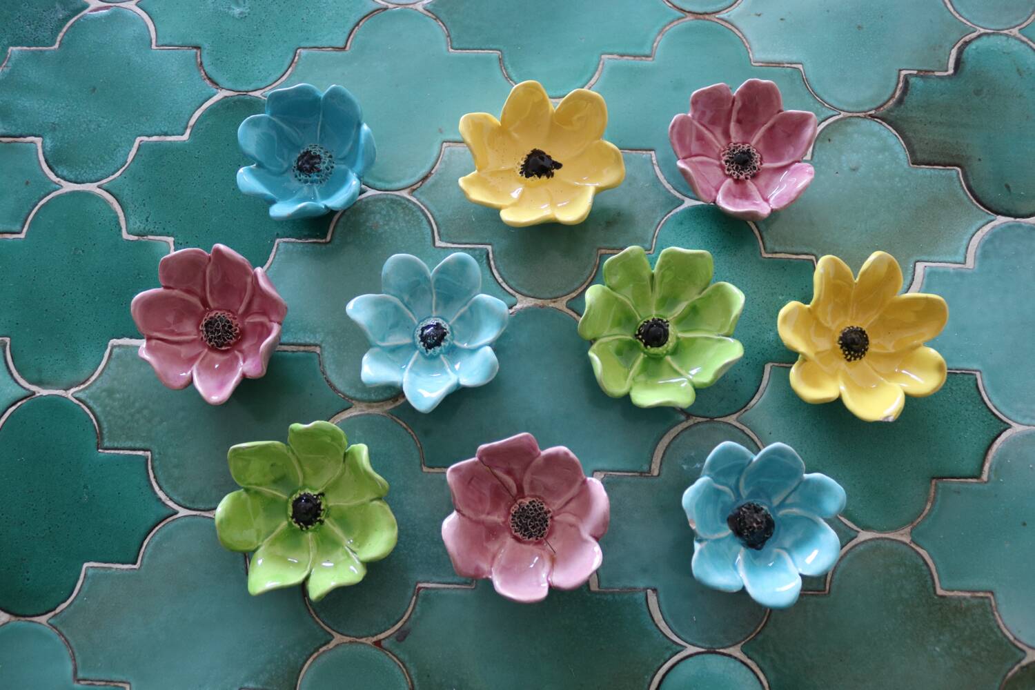 Set of 10 floral ceramic bowls, Bagnoles de l'Orne – years