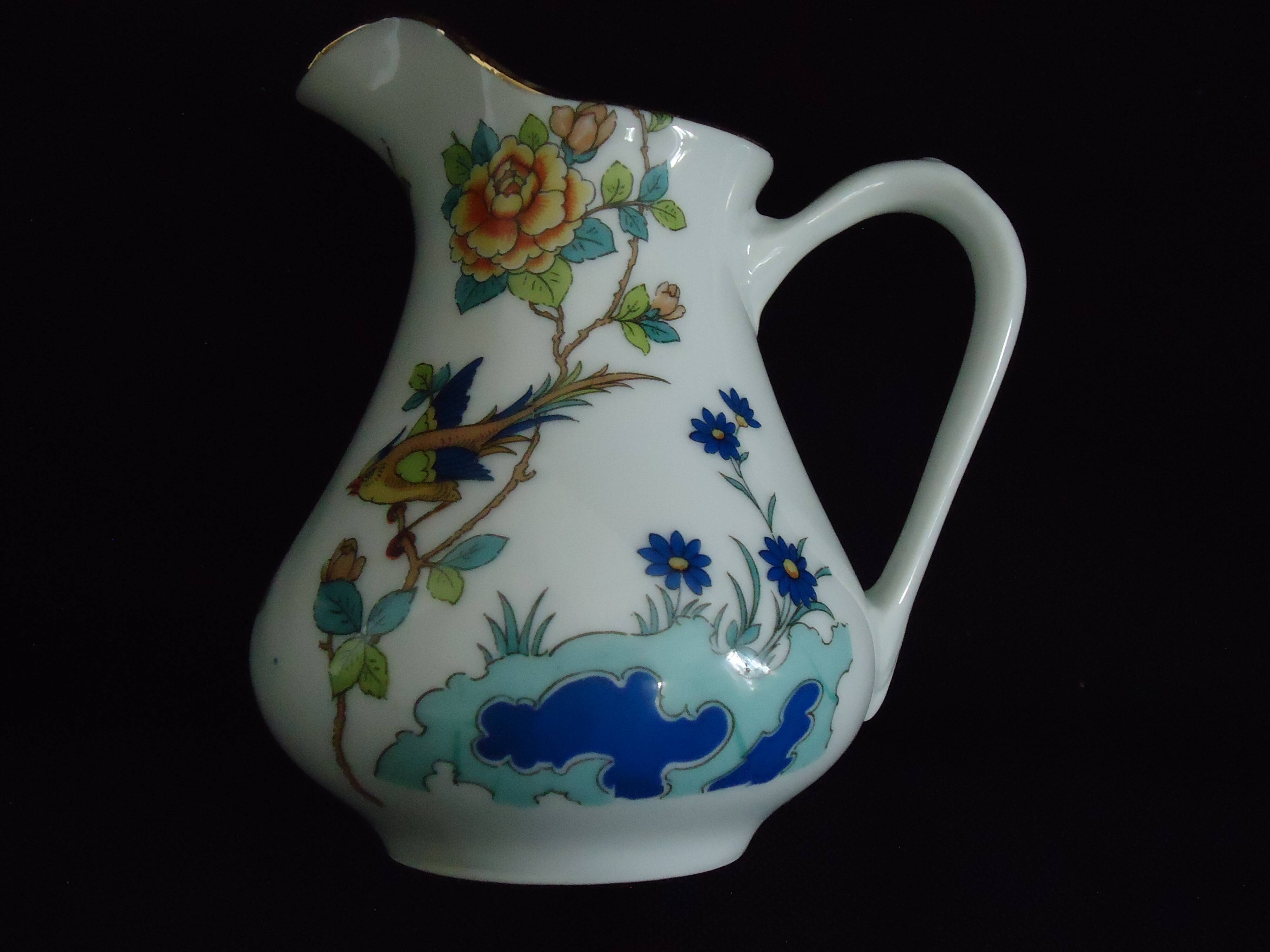 LIMOGES MILK JUG MICHELAUD FRERES Exotic Bird Motif "Indiana"