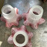 Lot de 3 tulipes en verre dépoli anciennes