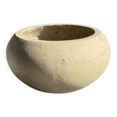 Pot de fleur en ciment gris brut ovale aplati D30 H17