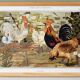 Poster “Roosters and Hens”, after an Art Nouveau lithograph from 1897
