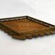 Diamond-shaped wood and brass tray