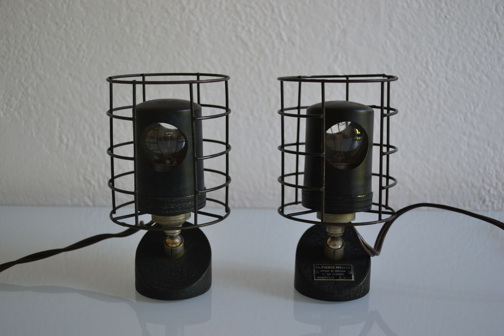 Paire de lampes vintage 50's de laboratoire bbt krauss