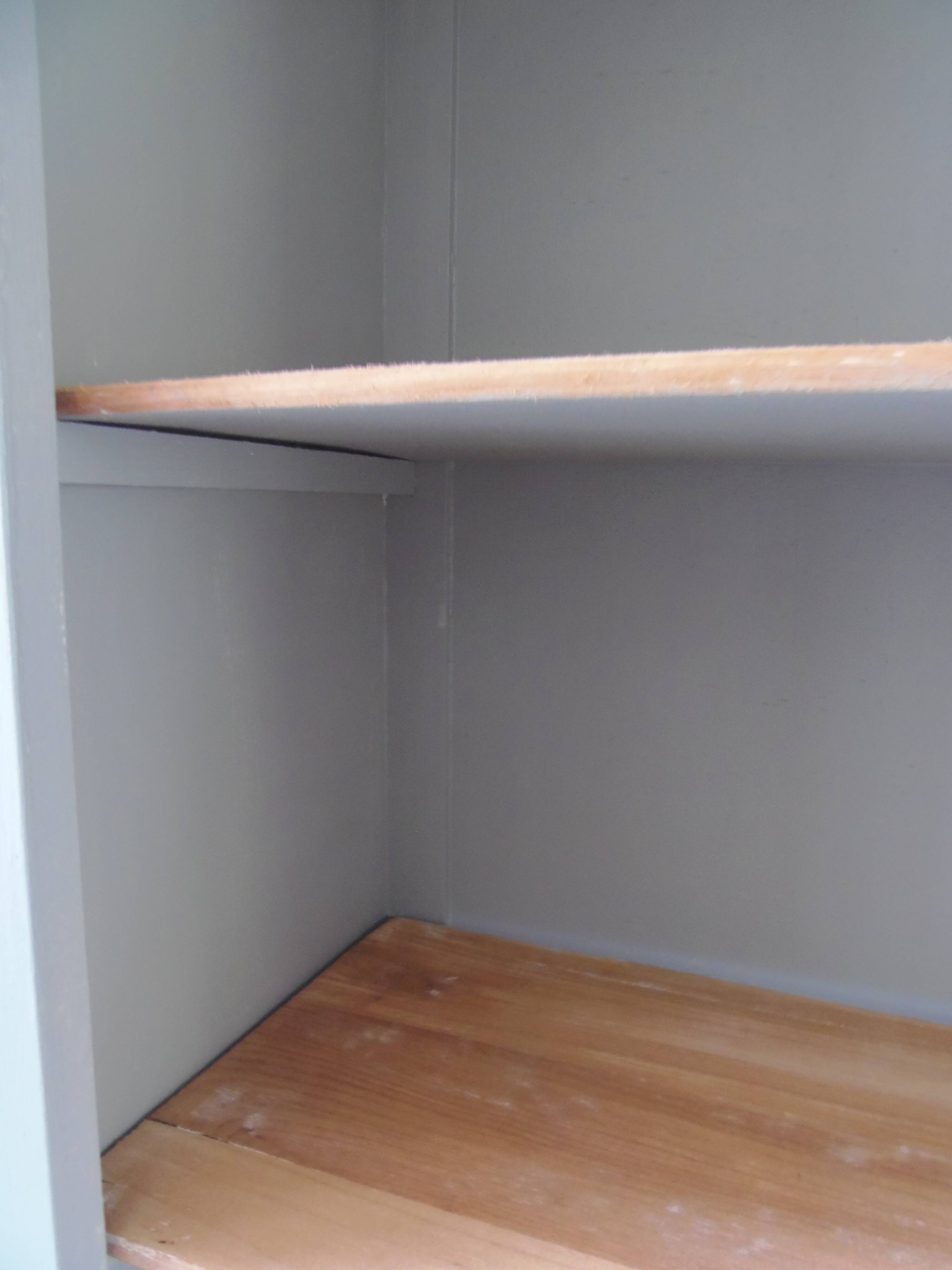 Vintage shallow bookcase re-enchanted in verdigris.