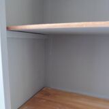 Vintage shallow bookcase re-enchanted in verdigris.