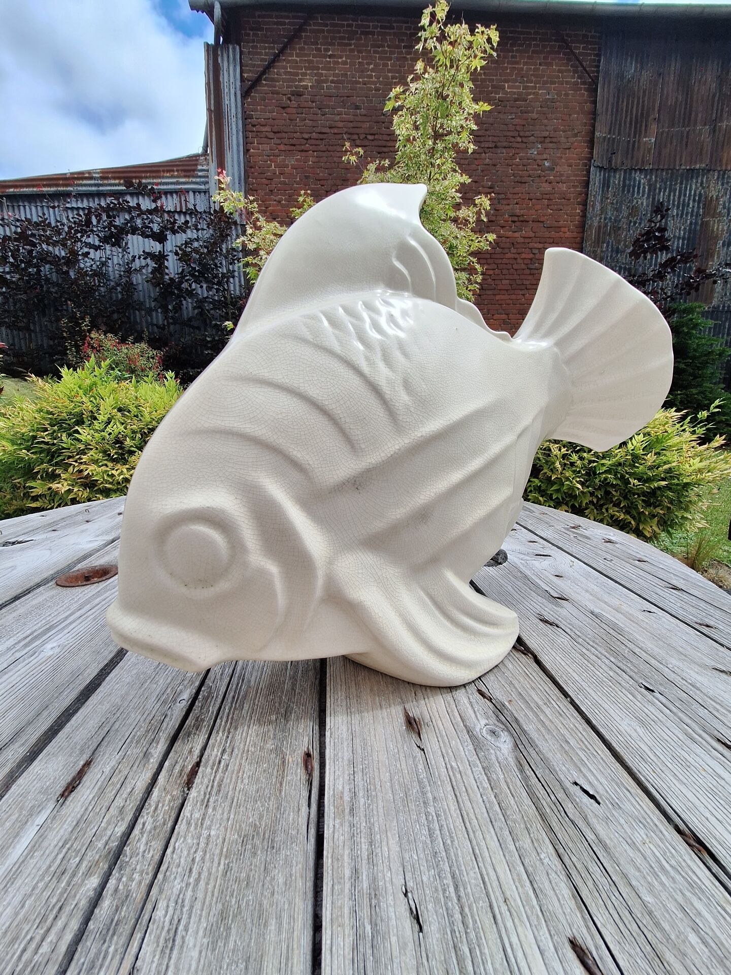 Poisson en céramique Art déco signé Lejan