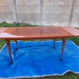 Dining table with 2 extensions, marquetry veneer.