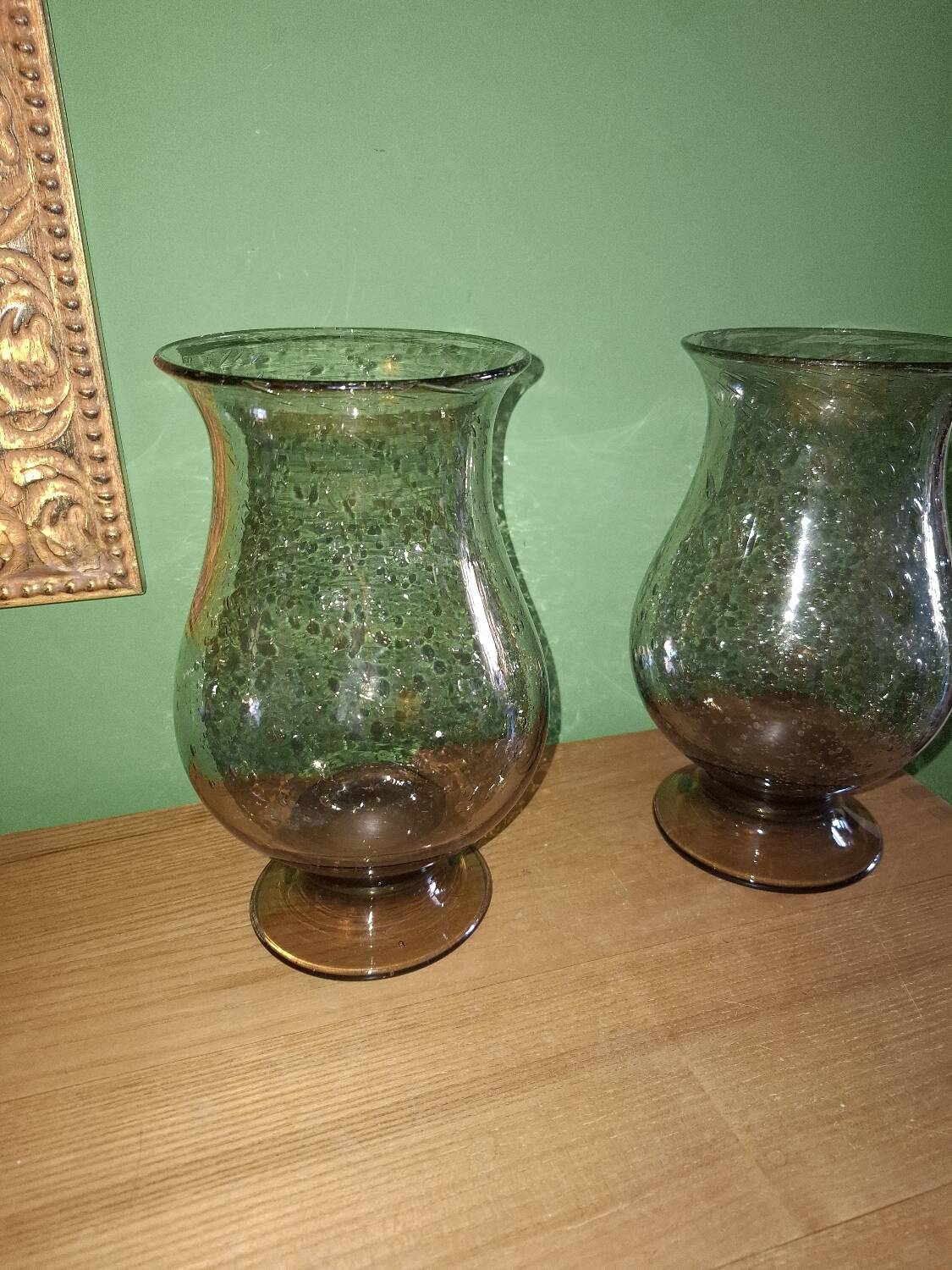 Two blown glass tealight vases