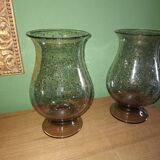 Two blown glass tealight vases