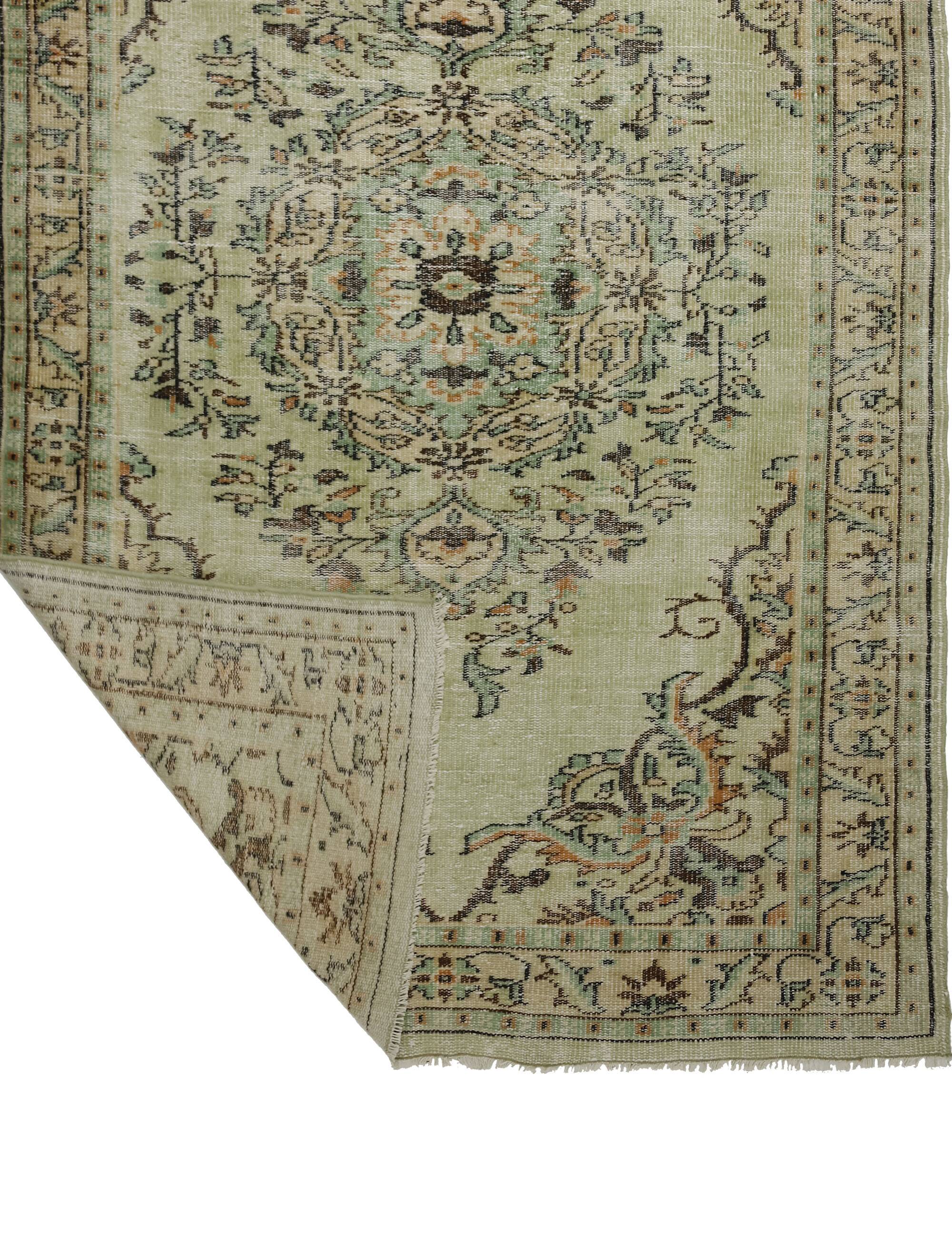 Tapis Oushak Vintage – Vert Pastel & Motifs Classiques, 167 x 276 cm