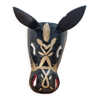 Masque ancien cheval papier mâché carnaval