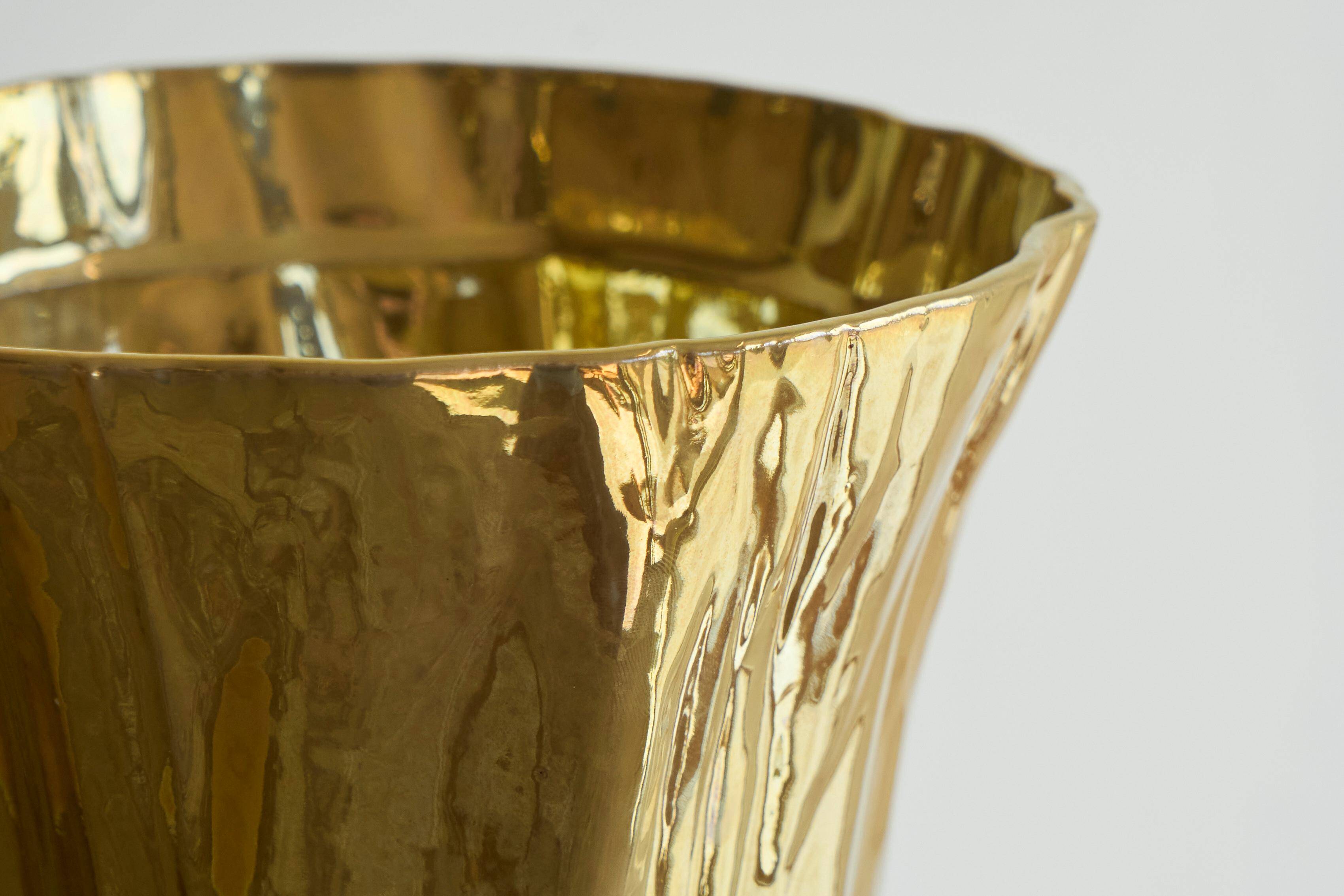 Pair of Kasper Mobach vases in pottery with golden glaze from the 1990s.