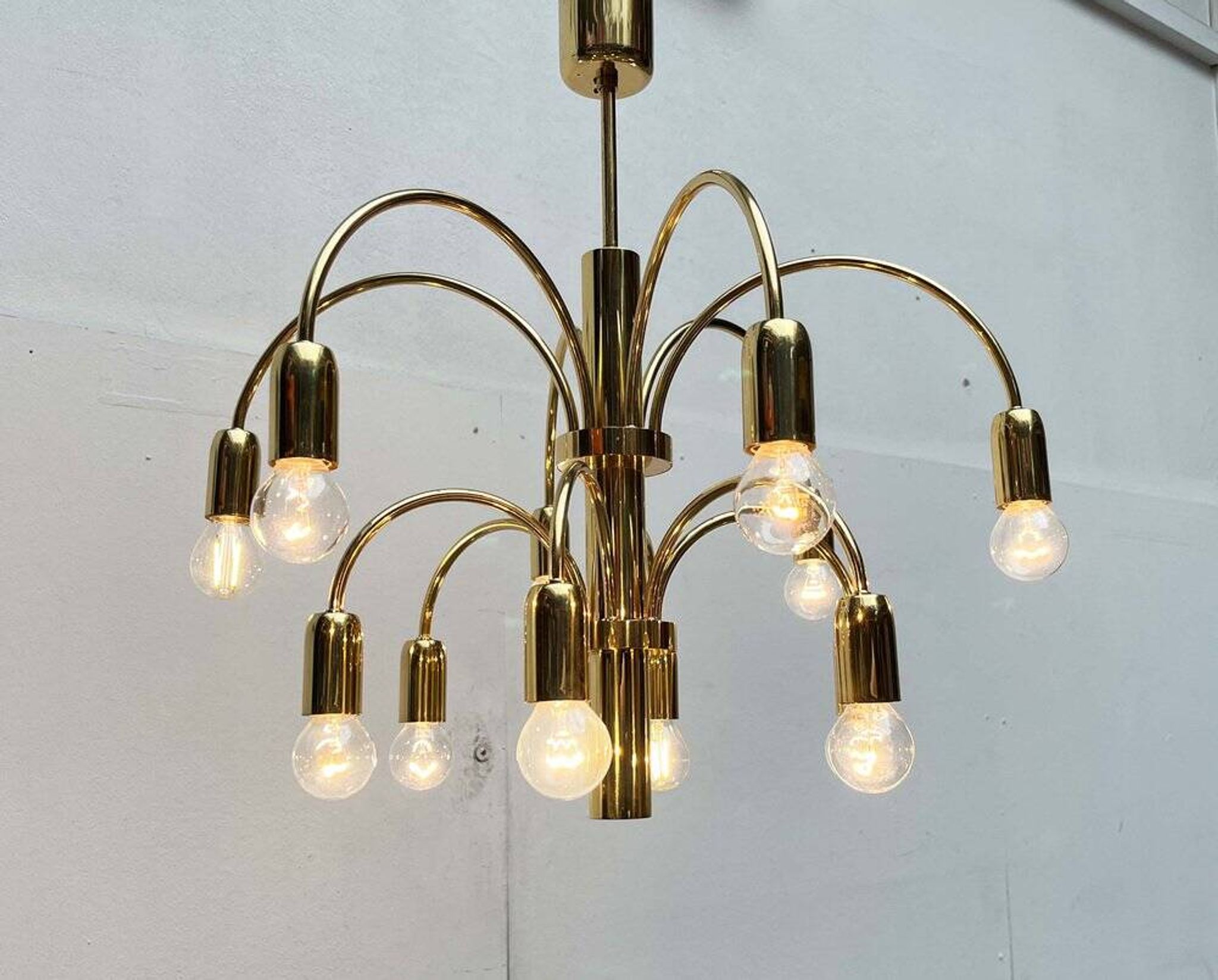 German vintage brass chandelier by Star Leuchten, 1970s.