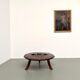 Brutalist Circular Coffee Table in Solid Wood – Brazilian Folk Art
