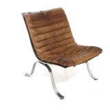 Scandinavian leather armchair "Ari", Arne Norell, Sweden, 1960
