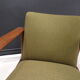 Pair of scandinavian armchairs in green fabric and teak