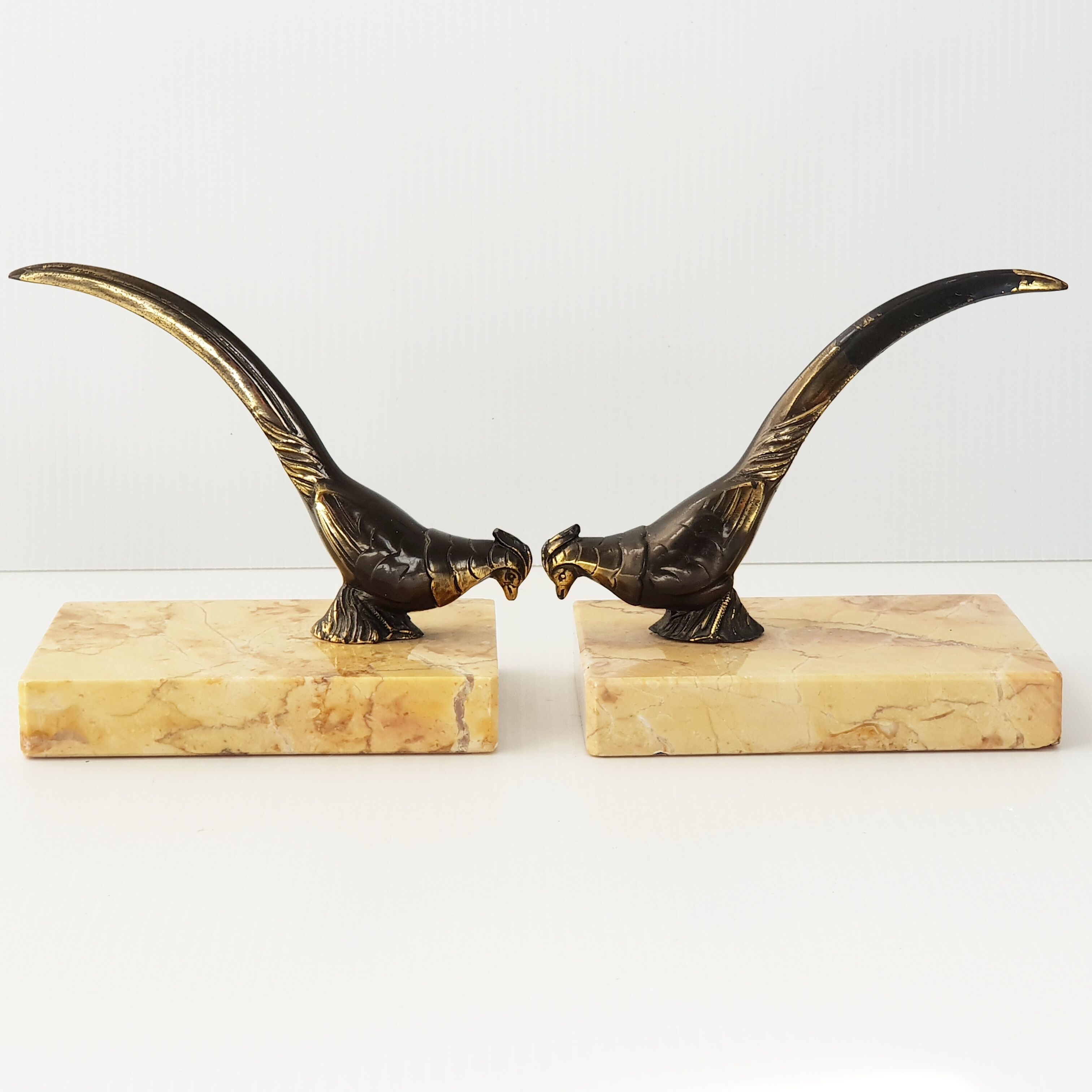 Pair of vintage peacock bookends