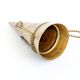 Vintage Brass Wall Cornet Vase Twisted Cord Pompons Bouquet Holder