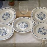 3 bowls and 5 blue plates