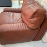 Cognac leather armchair Gerard Guermonprez