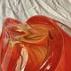Large vintage orange blown glass ashtray