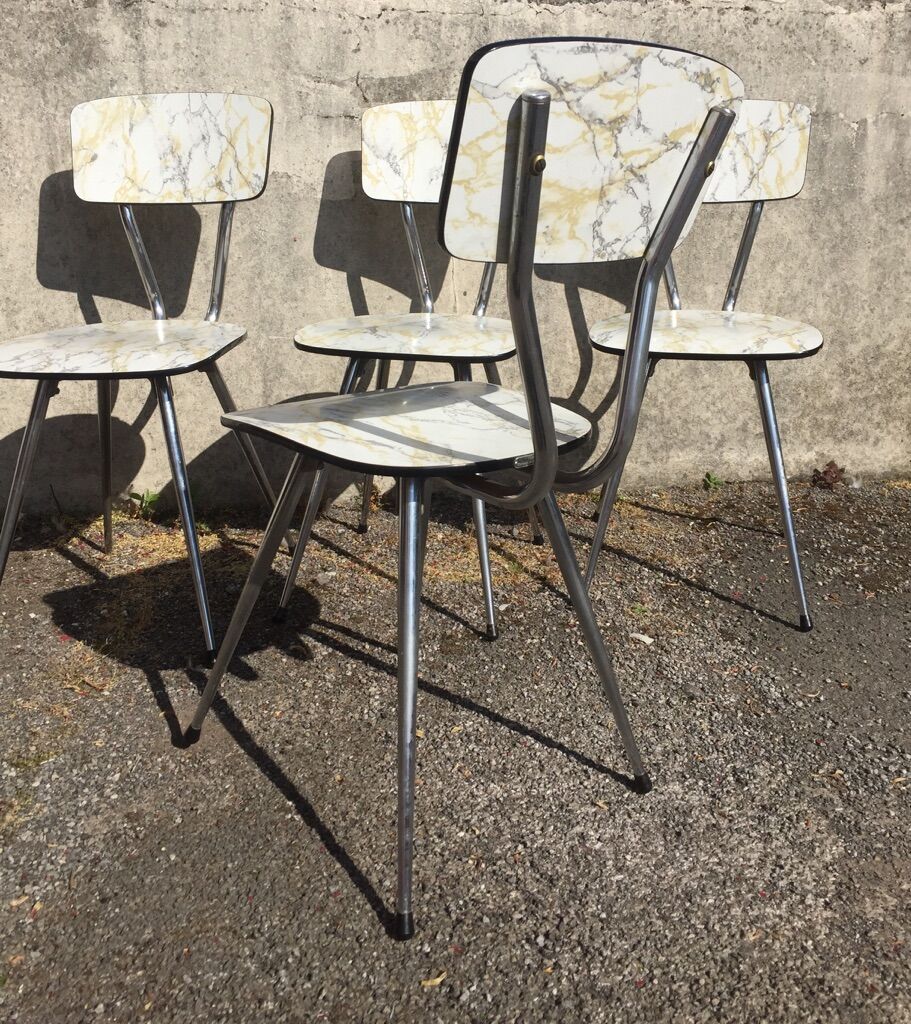 Série de 4 chaises formica de Roger Breton