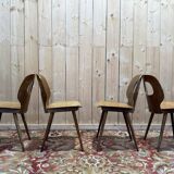 Set of 4 Baumann chairs model Eye in wood, 1950s design.