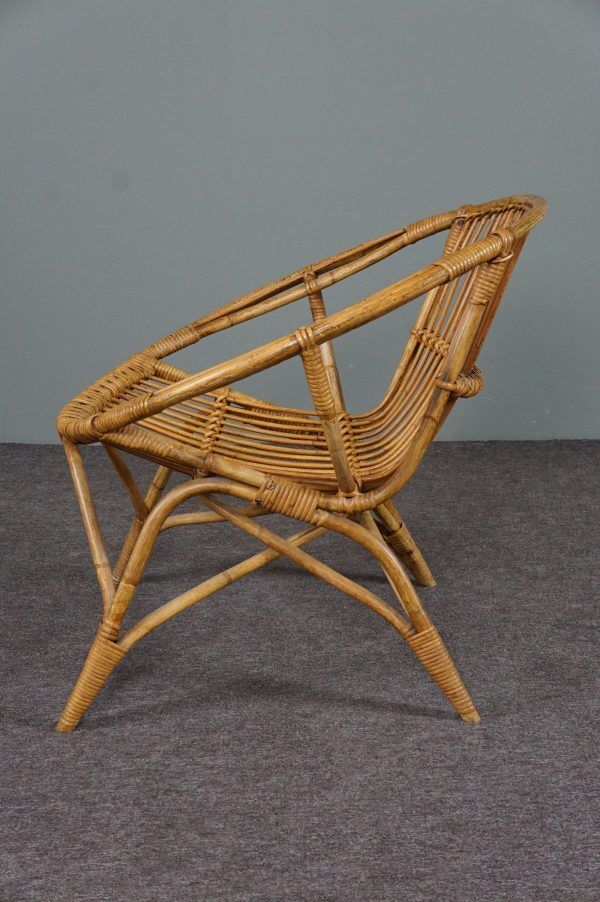 Rattan armchair, Rohé Noordwolde, 1950
