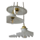 Suspension triple abat-jour vintage en opaline blanche