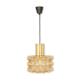 Large amber bubble glass pendant by Helena Tynell for Limburg, Germany, 1970s.