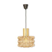 Large amber bubble glass pendant by Helena Tynell for Limburg, Germany, 1970s.