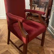 fauteuil de bureau en acajou et velours rouge