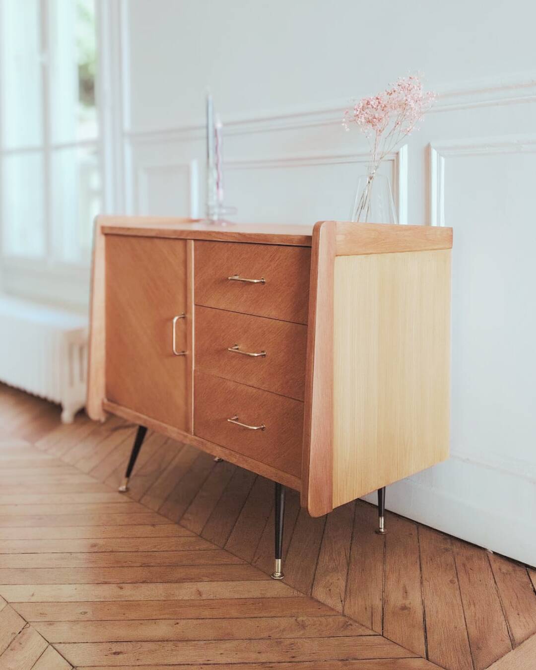 Low buffet/renovated vintage sideboard, Scandinavian style, 1950s-60s