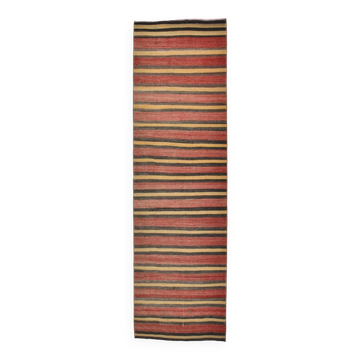Tapis de couloir Kilim vintage rouge et marron