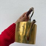 Teapot in gilded brass and wood