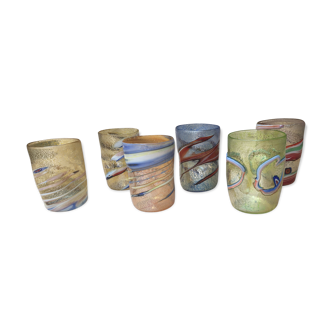 Set Of 6 Cups Glasses Water Acqua "Goto" Murrisa In Vetro Di Murano