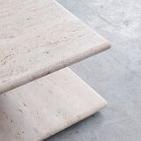 Two tier mid-century travertine coffee table