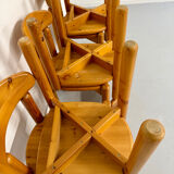 Set of 6 solid pine chairs, Scandinavian design, Reiner Daumiller