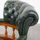 Chaise de bureau Chesterfield verte en cuir de vachette sur roulettes