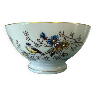 Antique fine porcelain bowl with enameled painting Bird