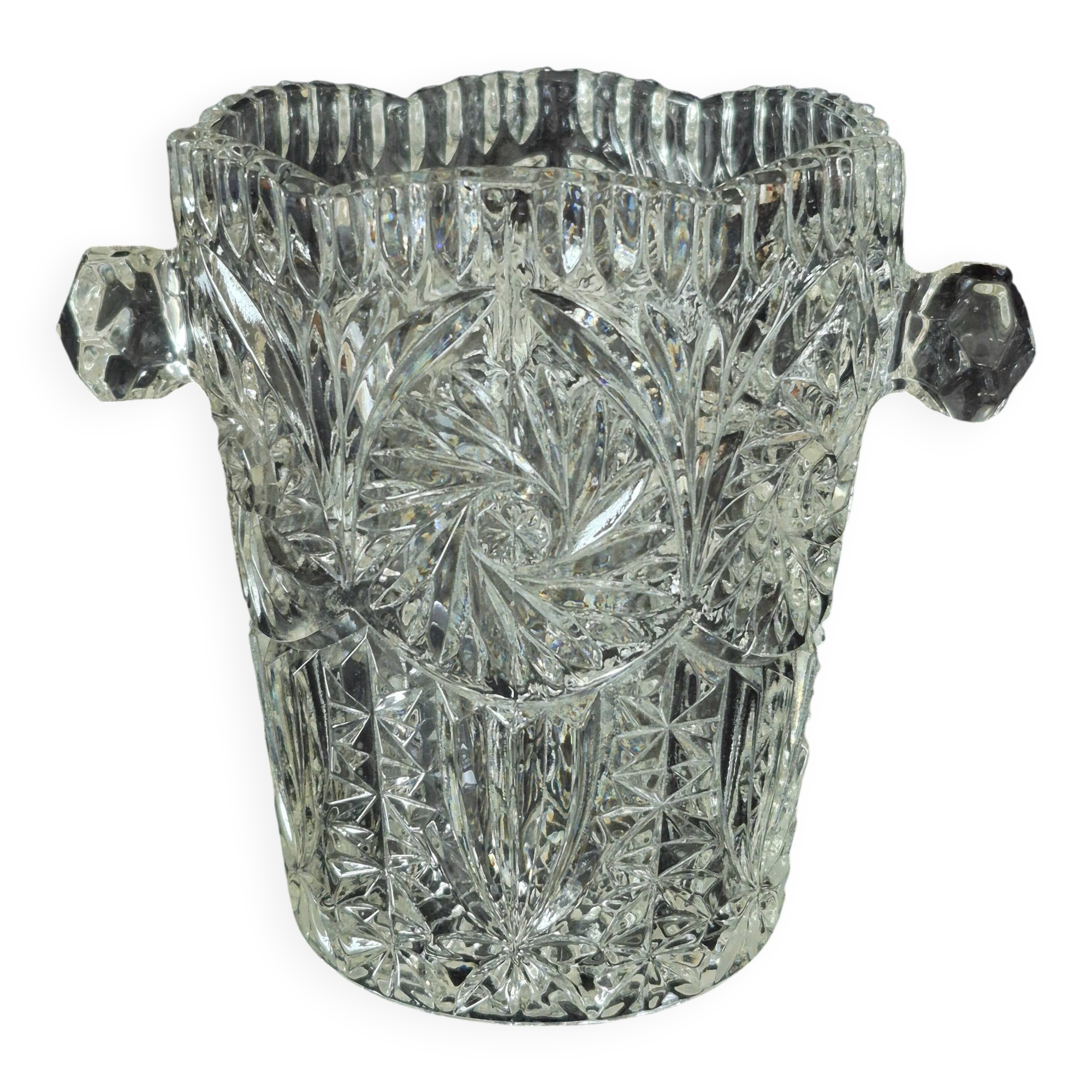 Seau à glace en verre moulé et taillé, A322