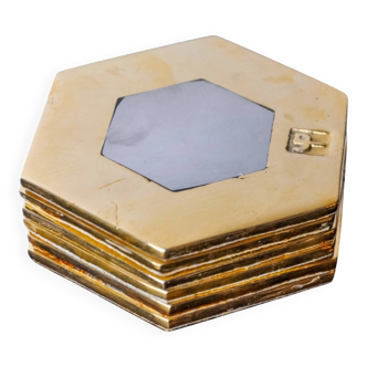 Set of 6 brutalist coasters by David Marshall, Spain, 1970