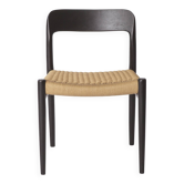 Niels Møller Model 75 Chair in Black Oak with Danish Cord, 1960s Vintage
